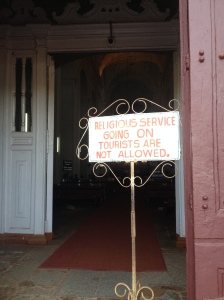 Outside a church in Old Goa